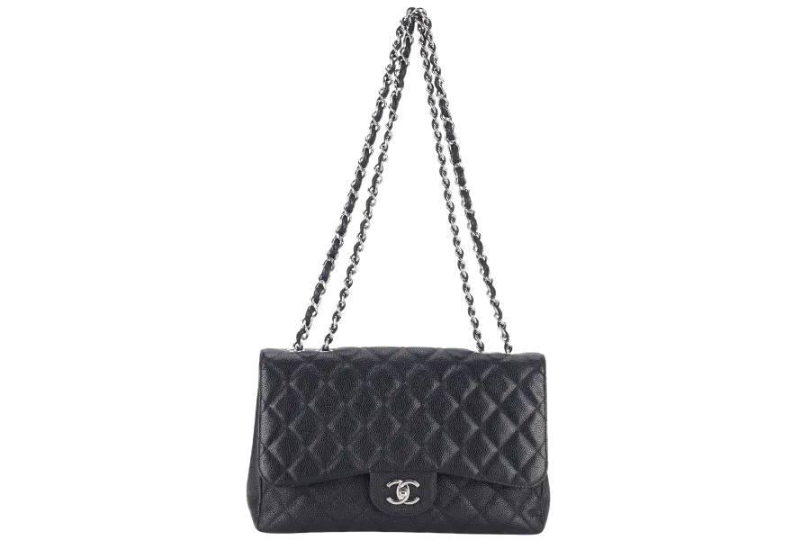 CHANEL CLASSIC JUMBO (1317xxxx ) BLACK CAVIAR SILVER HARDWARE WITH CARD AND DUST COVER