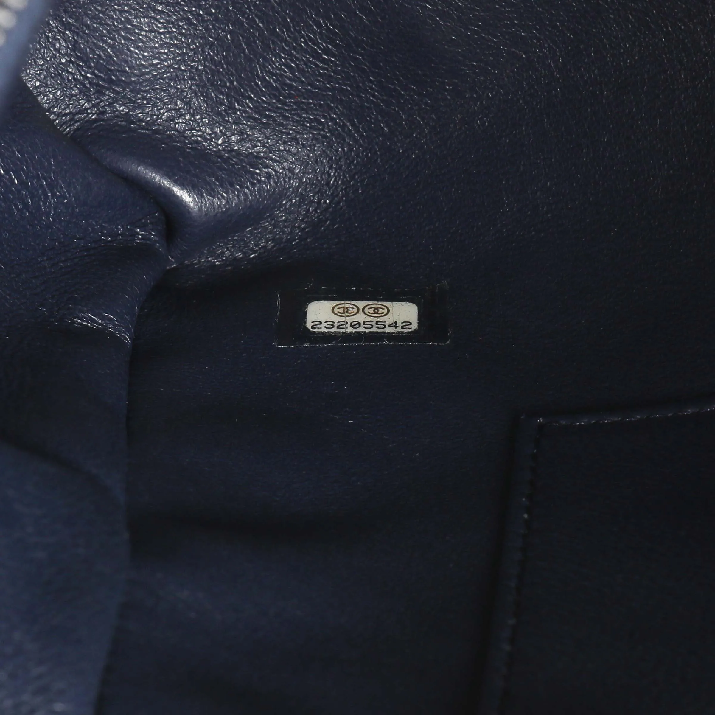 Chanel Navy Quilted Caviar Lizard Medium Coco Handle