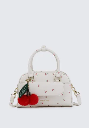 Cherry Bomb Chubby Top Handle Bag (Beige)