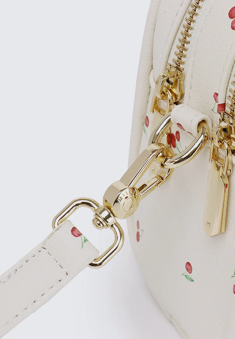 Cherry Bomb Chubby Top Handle Bag (Beige)