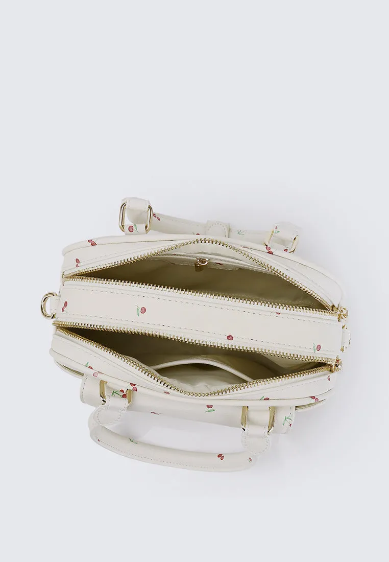 Cherry Bomb Chubby Top Handle Bag (Beige)