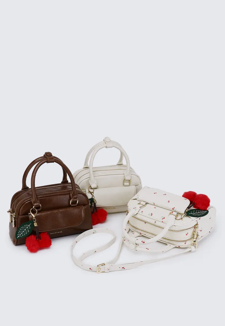 Cherry Bomb Chubby Top Handle Bag (Beige)