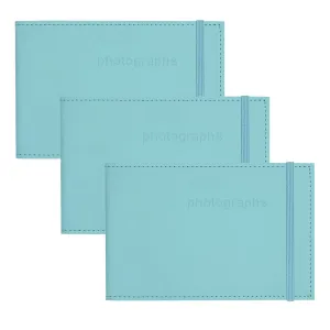Citi Leather Baby Blue Pocket Photo Wallet - 3 Pack Bundle