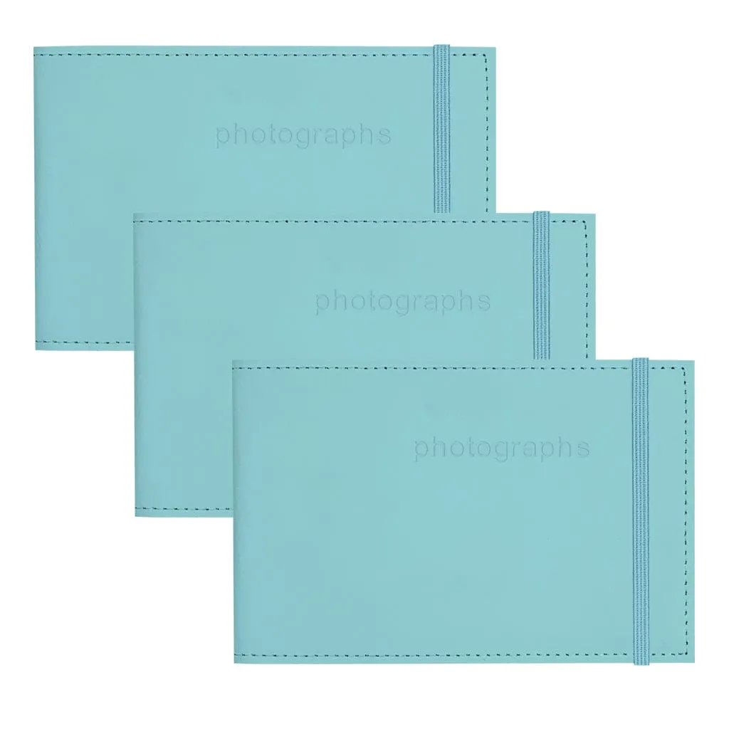 Citi Leather Baby Blue Pocket Photo Wallet - 3 Pack Bundle