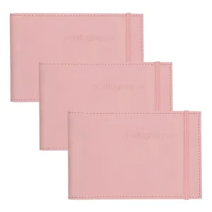 Citi Leather Baby Pink Pocket Photo Wallet - 3 Pack Bundle