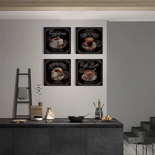 Coffee Canvas Print Wall Art - 4 Panels
