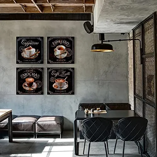 Coffee Canvas Print Wall Art - 4 Panels