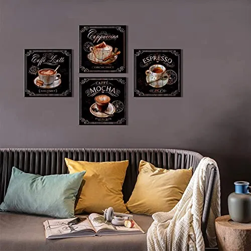Coffee Canvas Print Wall Art - 4 Panels