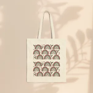 Cotton Canvas Tote Bag - Christmas Rainbows