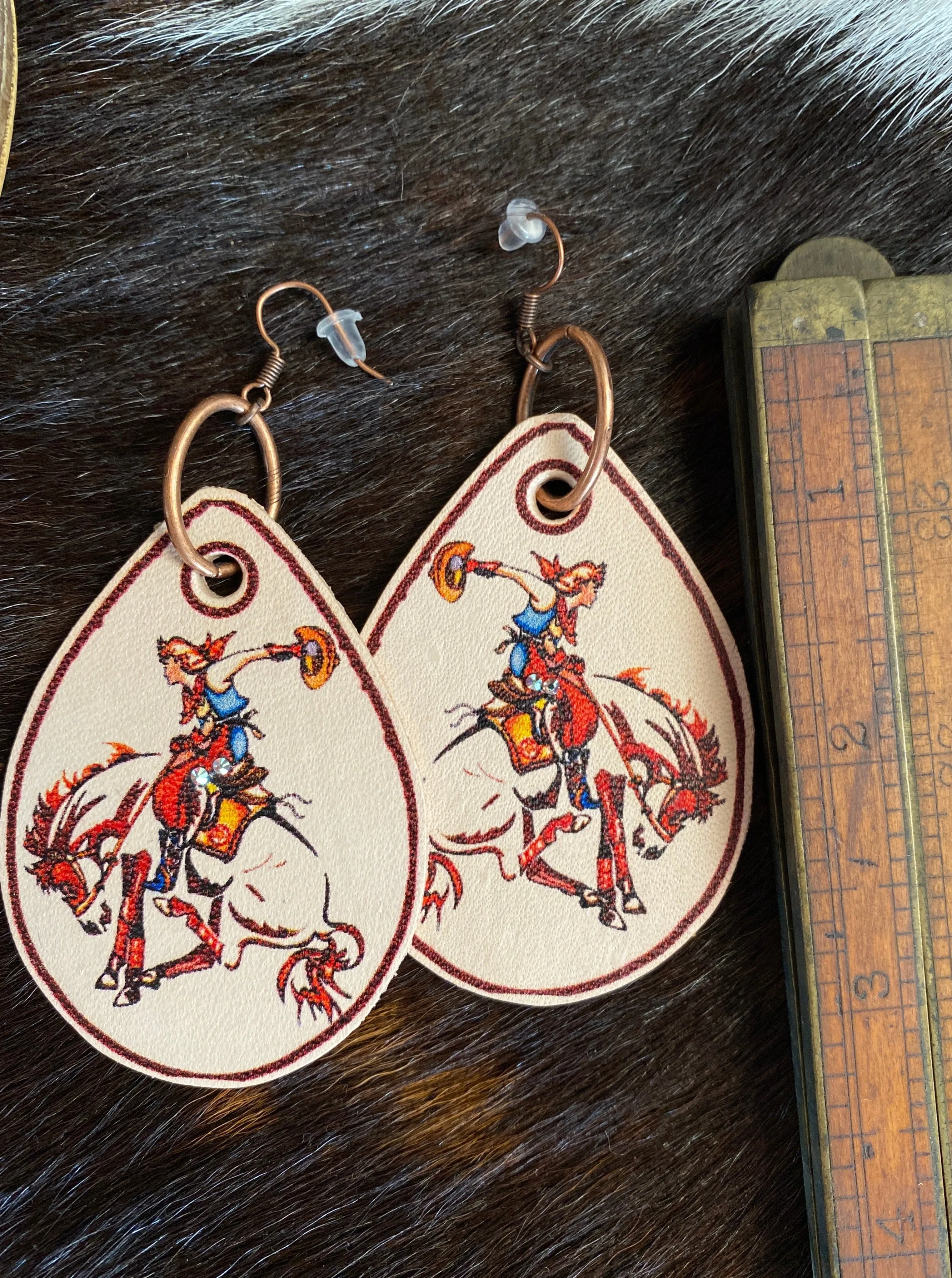 Cowgirl Teardrop Leather Earrings