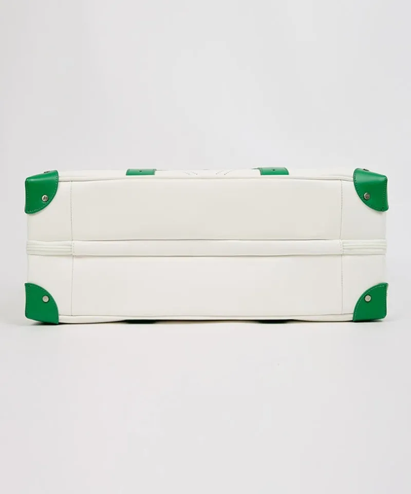 CREVE NINE:  Product Name Symbol Punching Boston Bag - Ivory Green