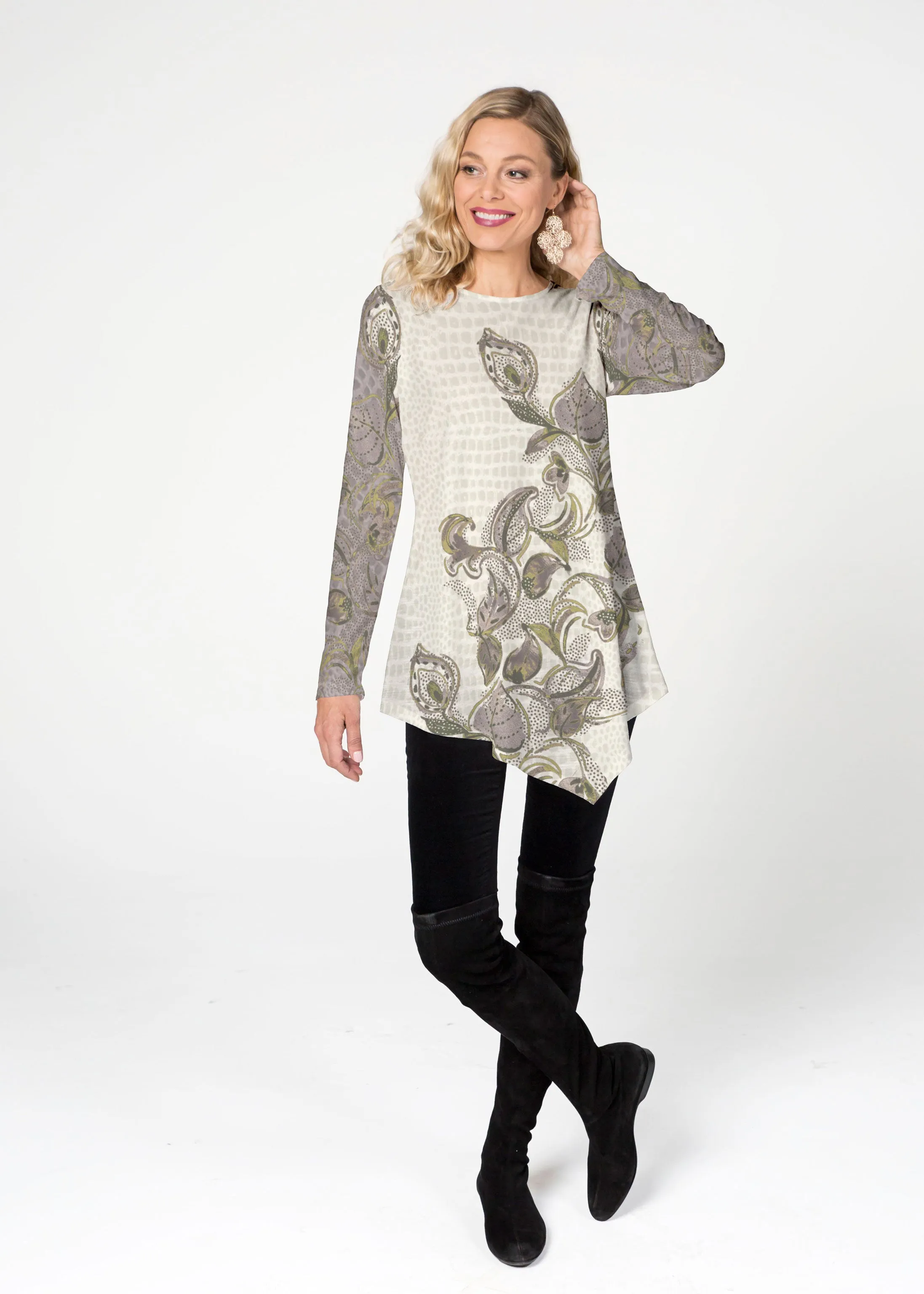 Crocodile Vine (8066) ~ Asymmetrical French Terry Tunic