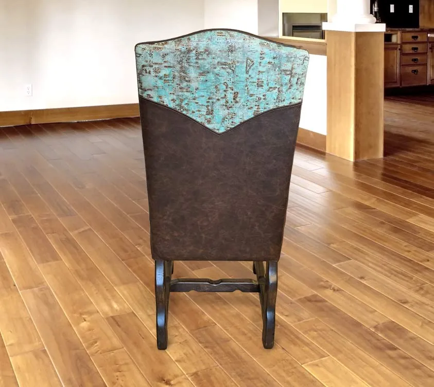 Custom Leather Dining Room Chair in Fargo Chocolate & Driftwood Moonlight