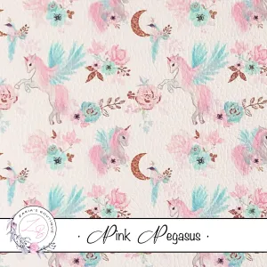 Custom Pink Pegasus Unicorn Floral Vegan Faux Leather