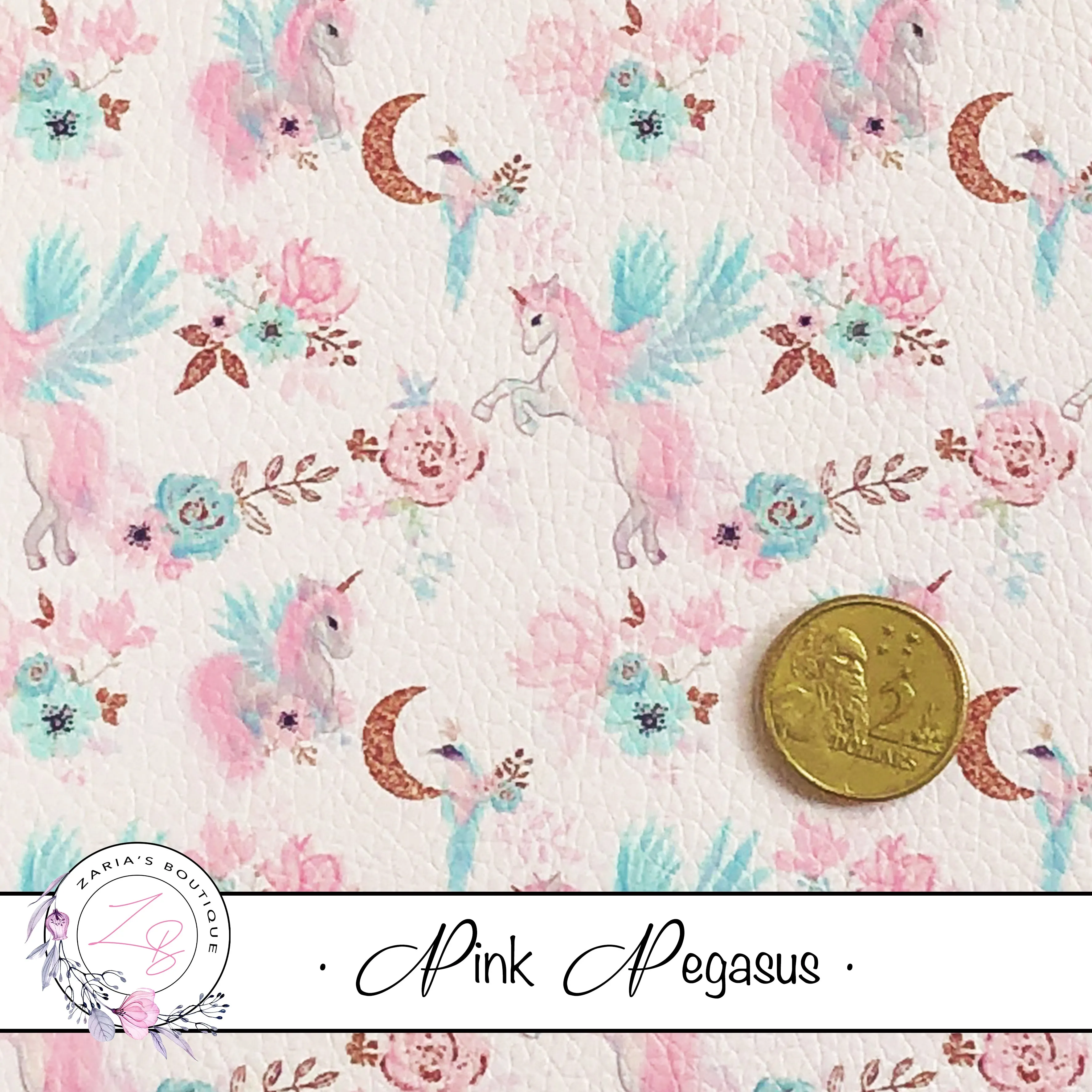 Custom Pink Pegasus Unicorn Floral Vegan Faux Leather
