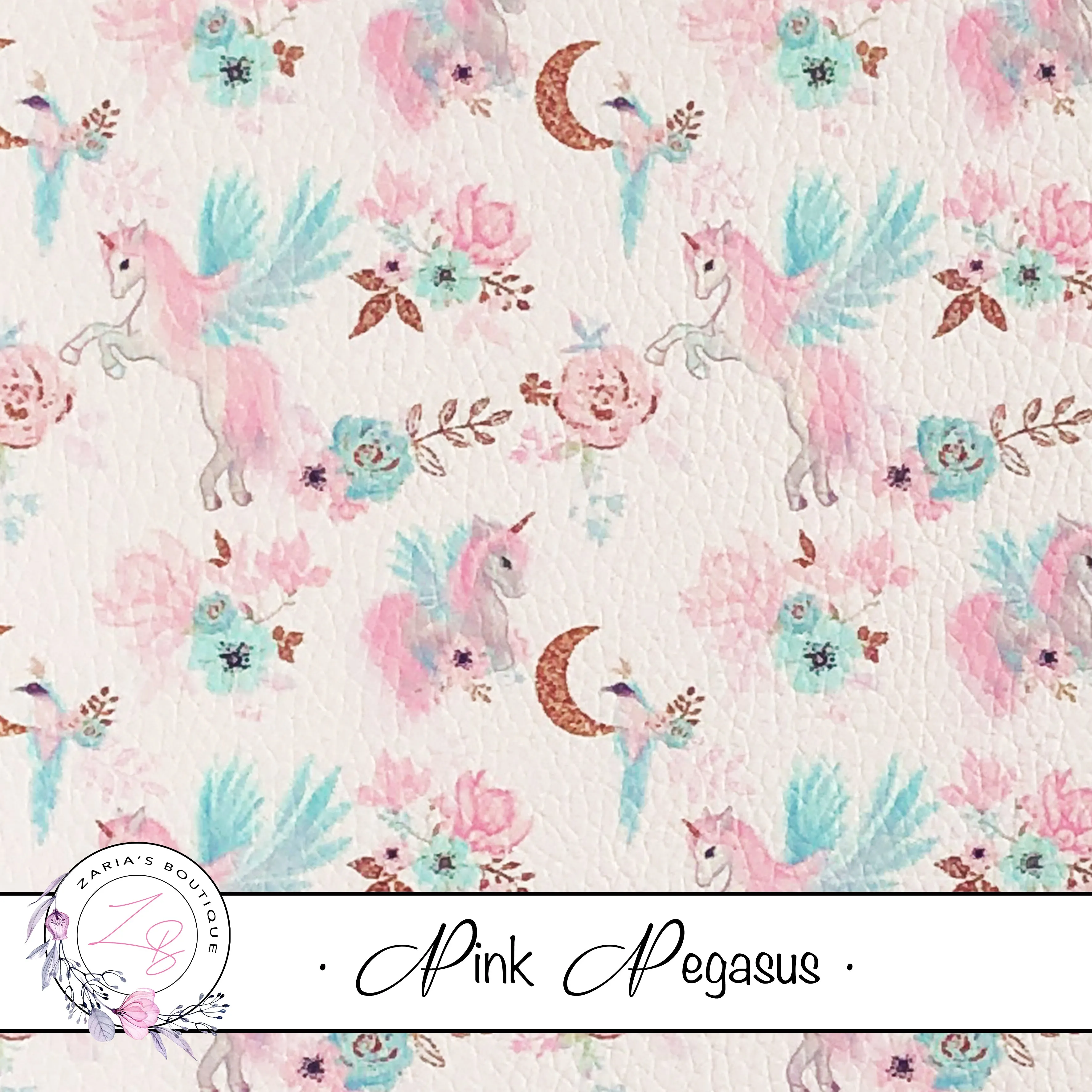 Custom Pink Pegasus Unicorn Floral Vegan Faux Leather