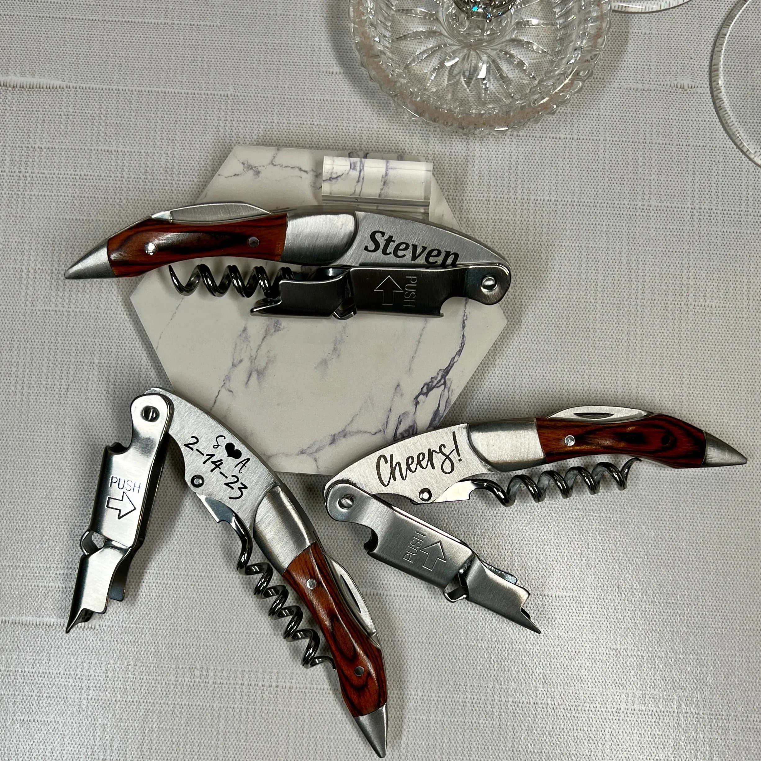 Custom Wedding or Party Favor For Guests, Stainless Steel Professional Series Corkscrew with Personalization