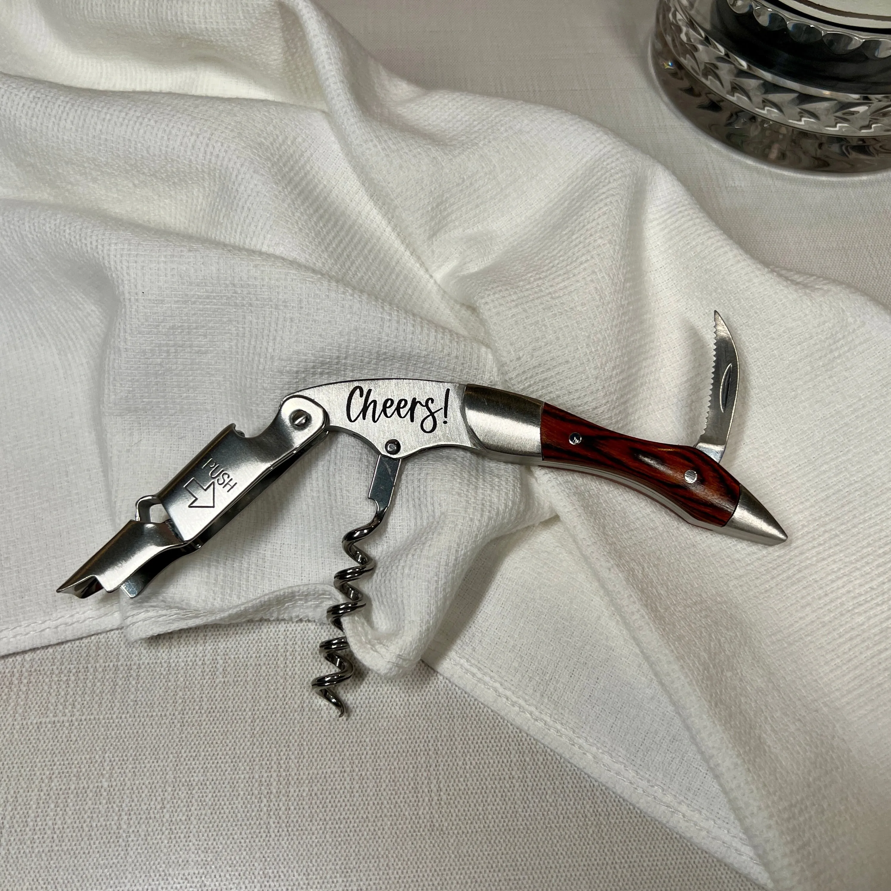Custom Wedding or Party Favor For Guests, Stainless Steel Professional Series Corkscrew with Personalization