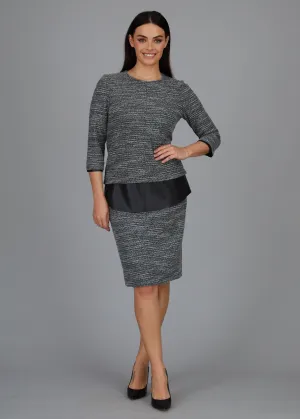 Dawn Hi-Low Crew -  Boucle Knit w/ Black Faux Leather Combo: FINAL SALE