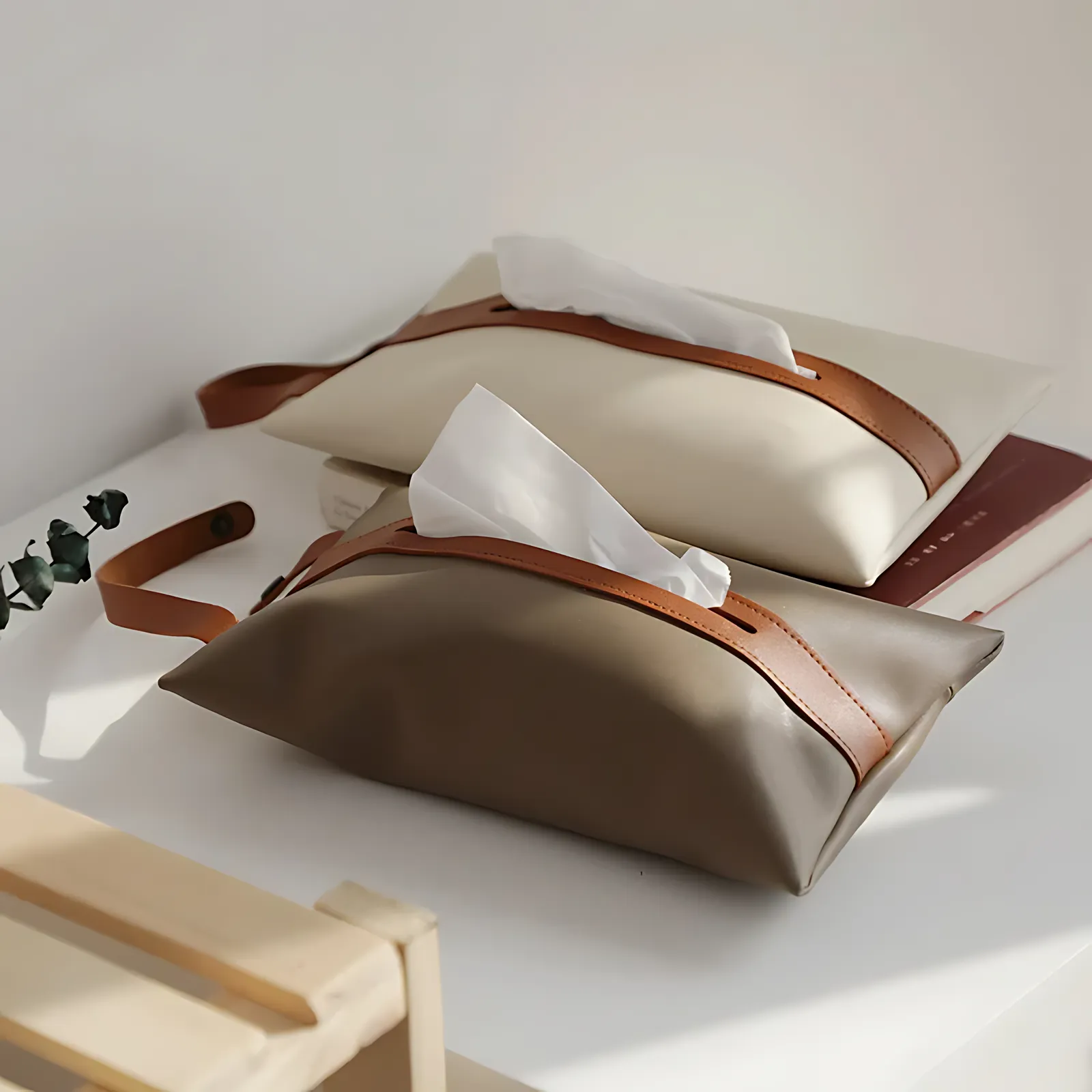Decorative PU Leather Tissue Bag Holder