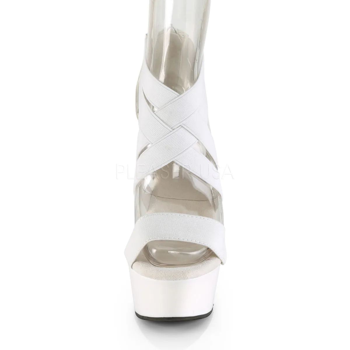 DELIGHT-669  White Elastic Band-Faux Leather/White