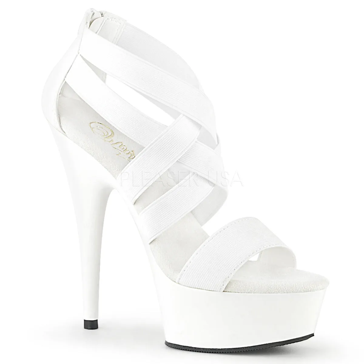 DELIGHT-669  White Elastic Band-Faux Leather/White