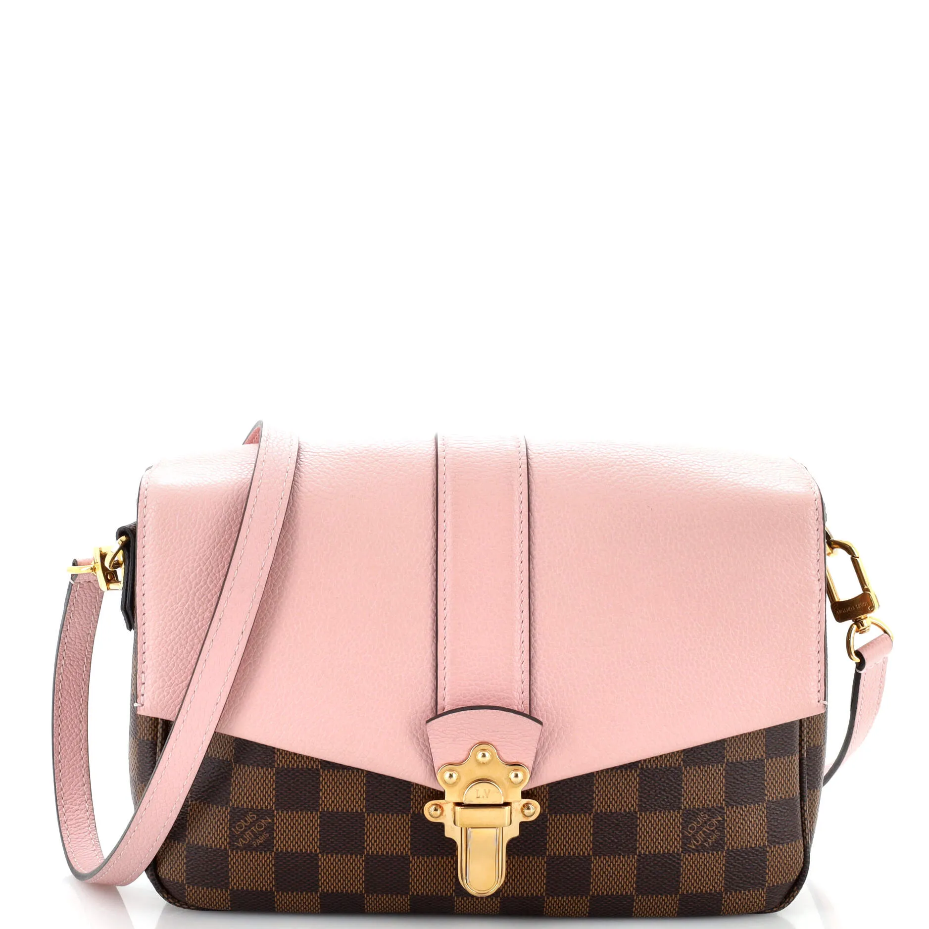 Designer Clapton Handbag Damier and Leather PM