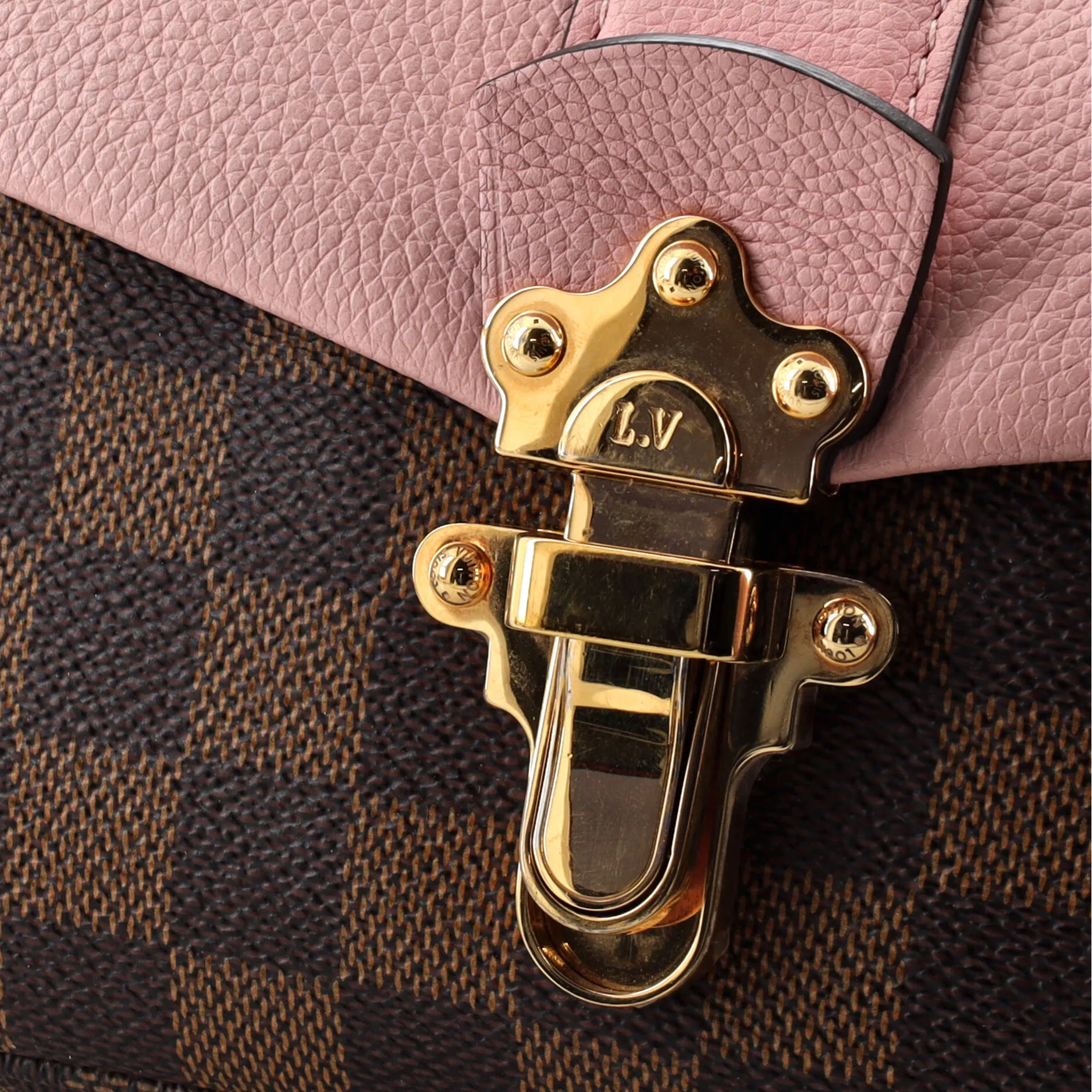 Designer Clapton Handbag Damier and Leather PM