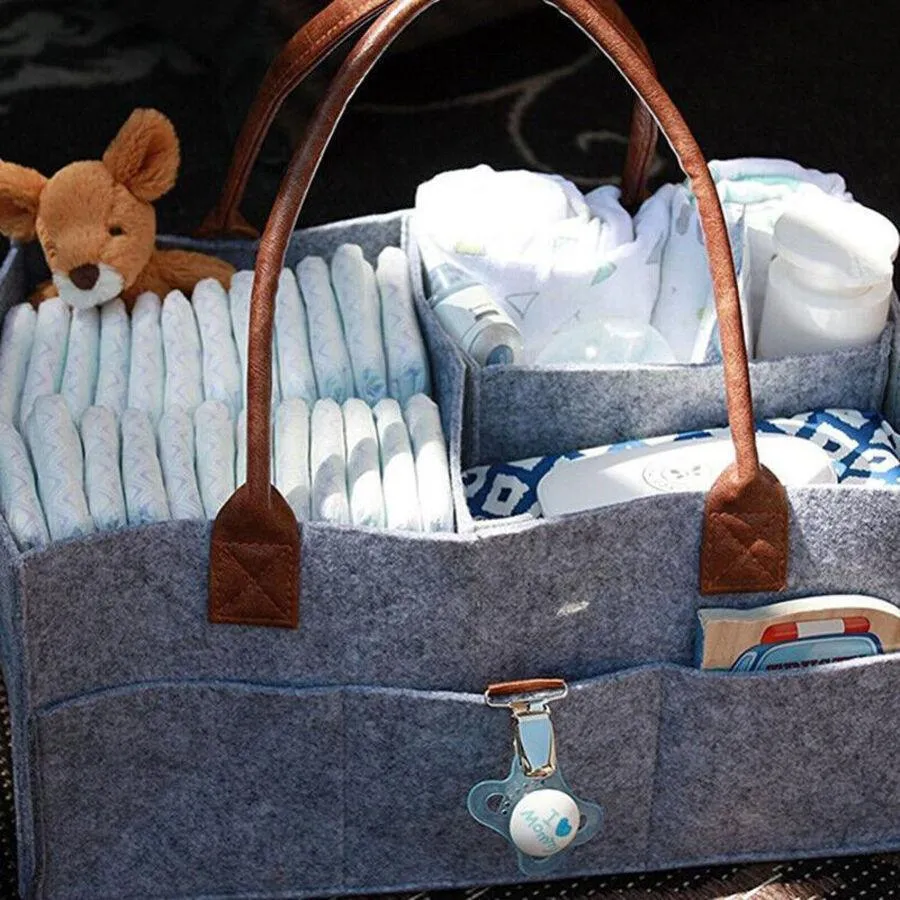 Diaper Caddy Nursery Storage Baby Organizer Basket Nappy Bin Infant Wipes Bag