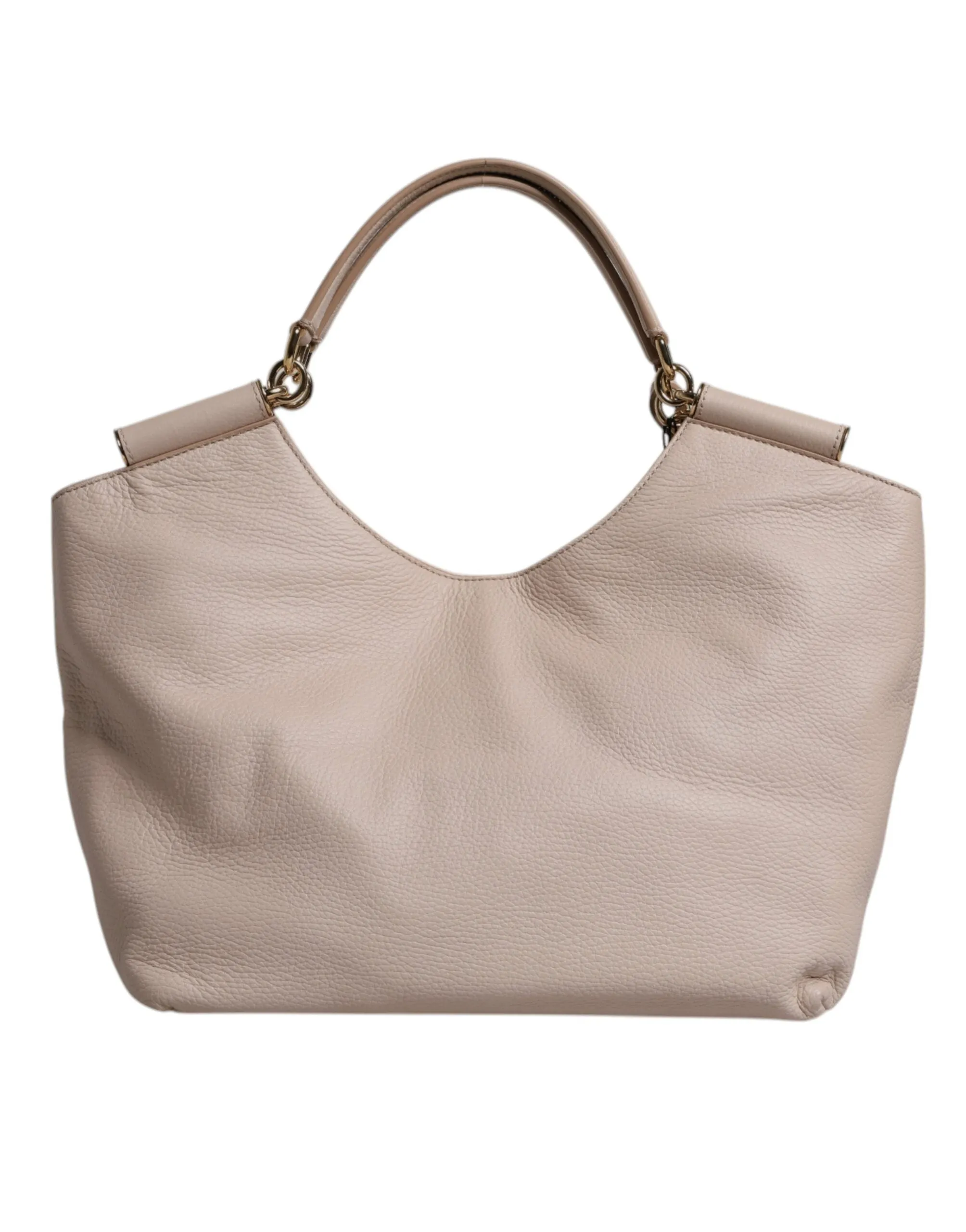 Dolce & Gabbana Light Pink Deer Leather Logo Plaque Tote Top Handle Bag