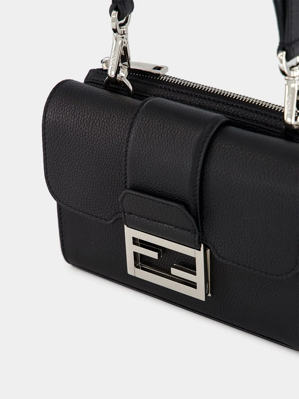 Double Baguette Black Leather Bag