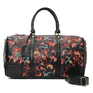 Duffle Bag Leather  Indian Black with multi colored