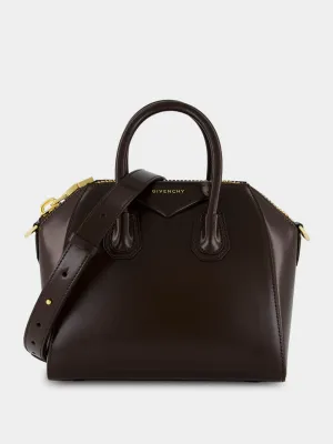 Ebony Brown Mini Antigona in Box Leather