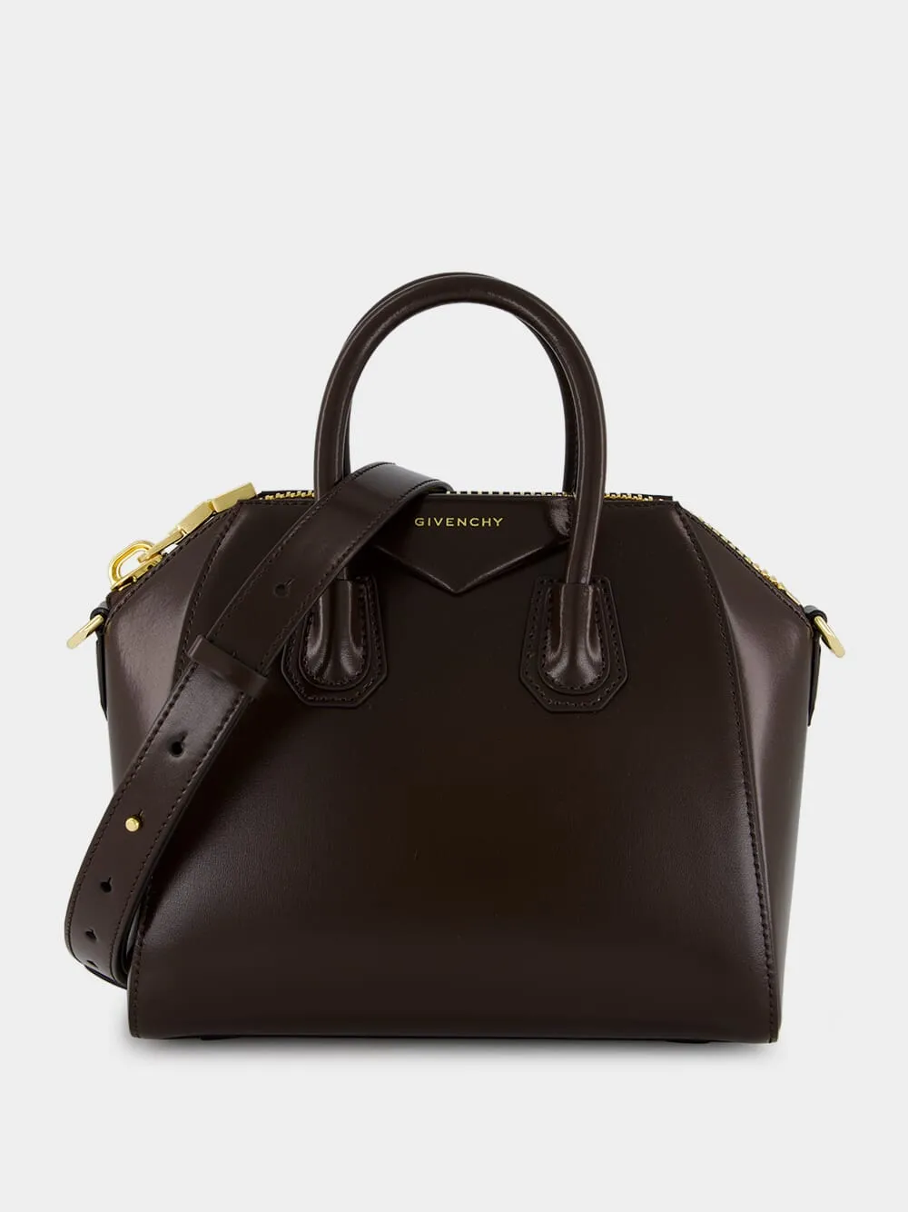 Ebony Brown Mini Antigona in Box Leather