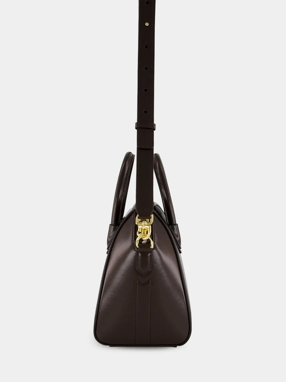 Ebony Brown Mini Antigona in Box Leather