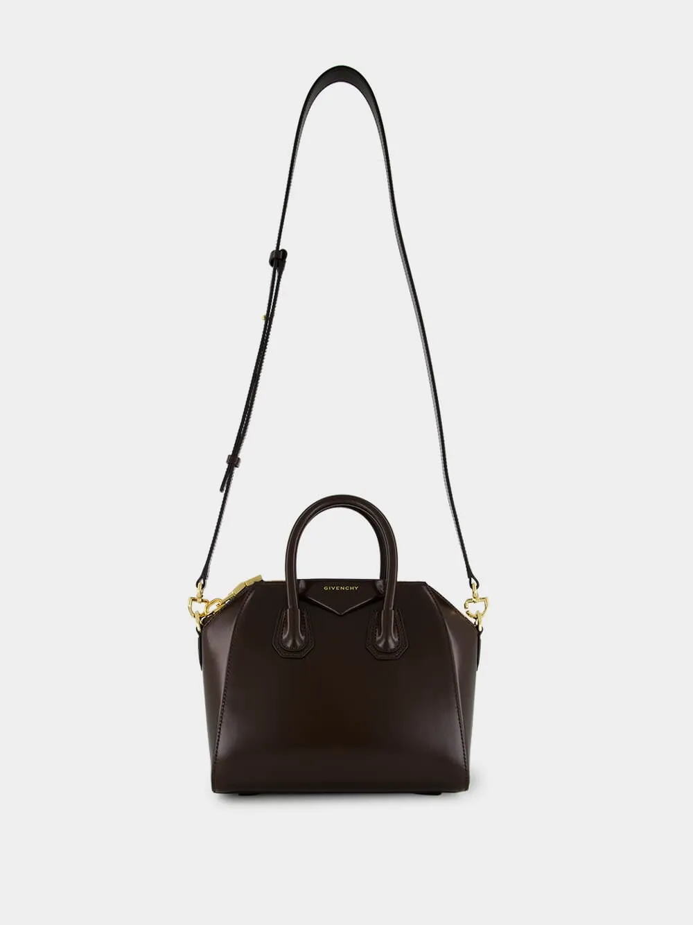 Ebony Brown Mini Antigona in Box Leather