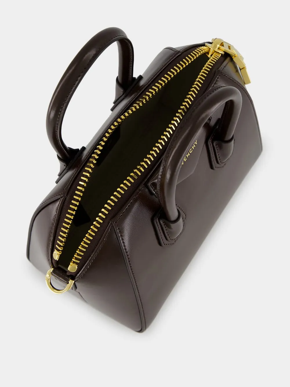 Ebony Brown Mini Antigona in Box Leather