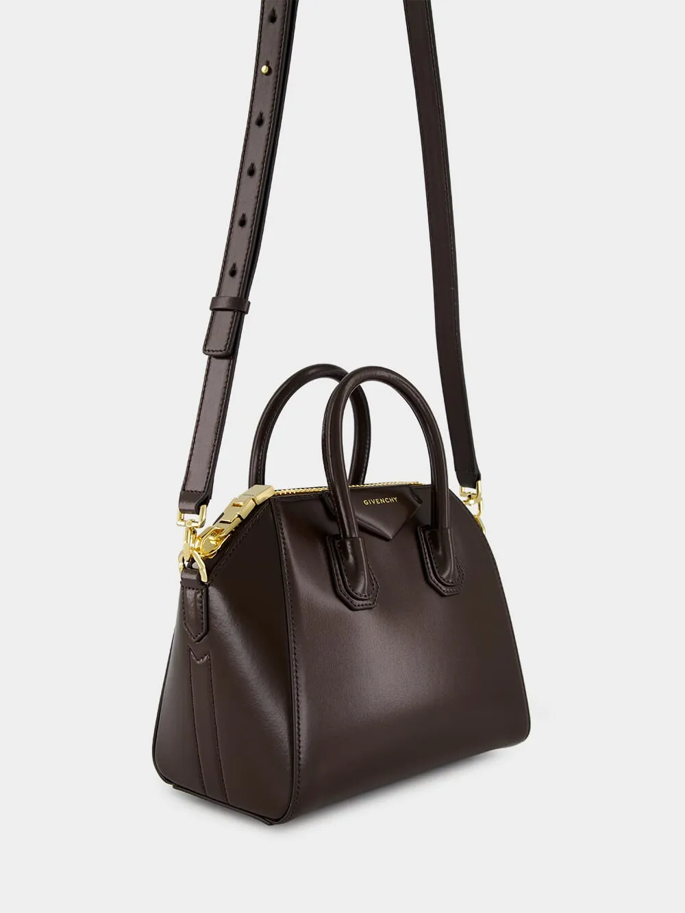 Ebony Brown Mini Antigona in Box Leather