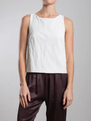 Elena Top in Faux Leather - Ivory