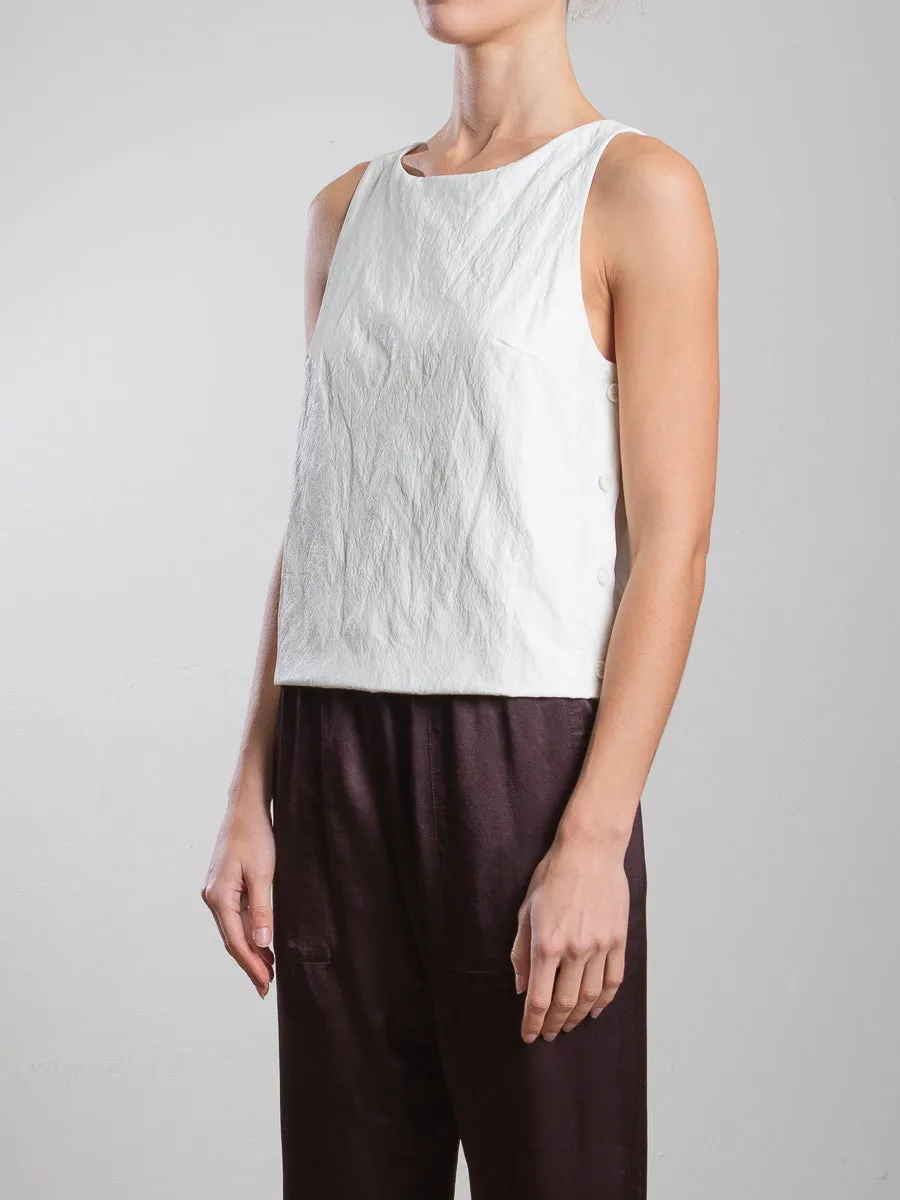 Elena Top in Faux Leather - Ivory