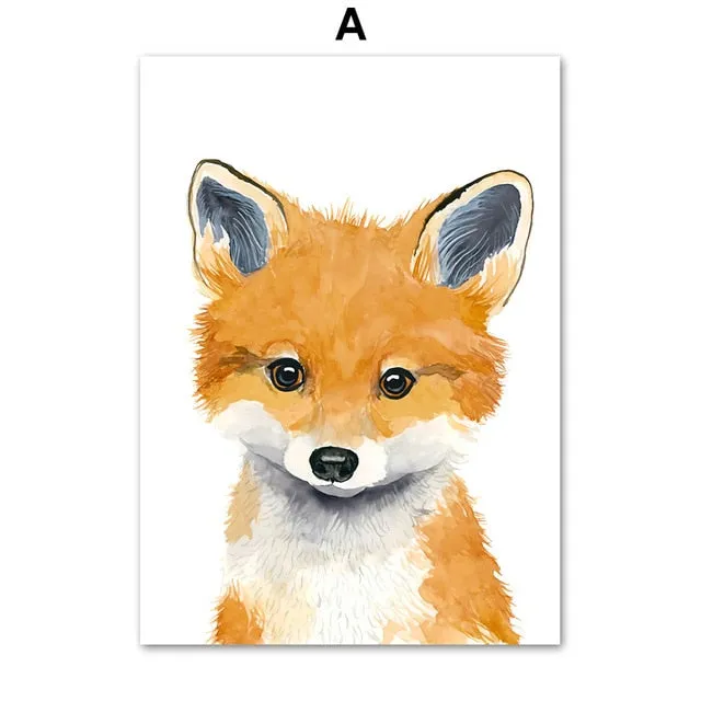 Elephant Zebra Fox Rabbit Bear Owl Giraffe Wall Art