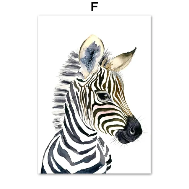 Elephant Zebra Fox Rabbit Bear Owl Giraffe Wall Art
