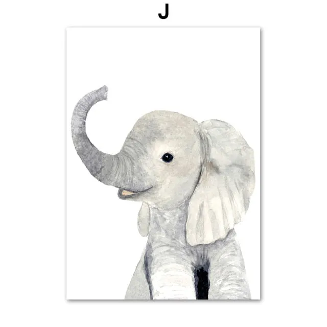 Elephant Zebra Fox Rabbit Bear Owl Giraffe Wall Art