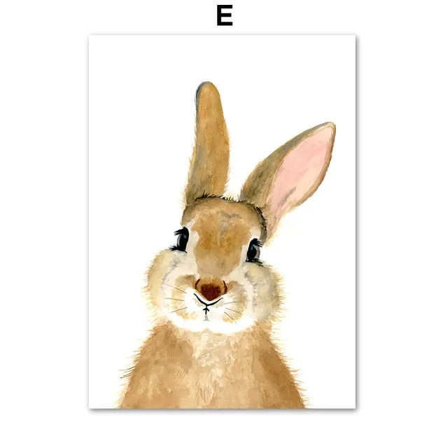 Elephant Zebra Fox Rabbit Bear Owl Giraffe Wall Art