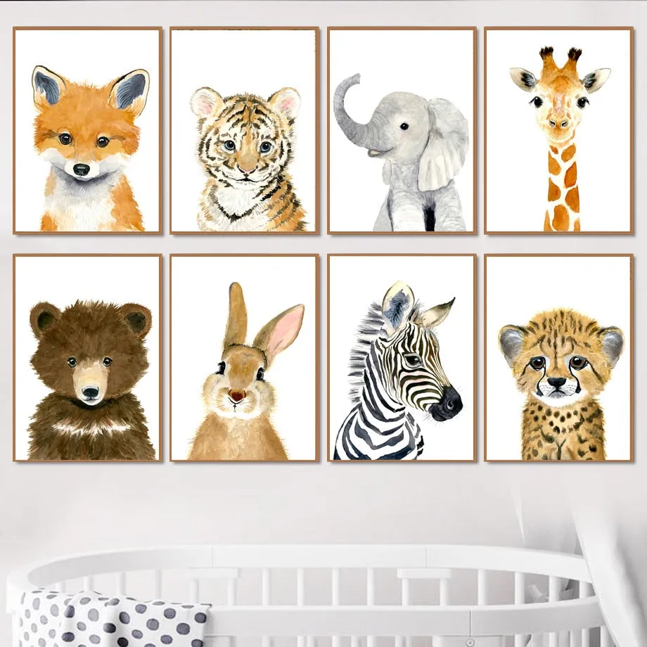 Elephant Zebra Fox Rabbit Bear Owl Giraffe Wall Art