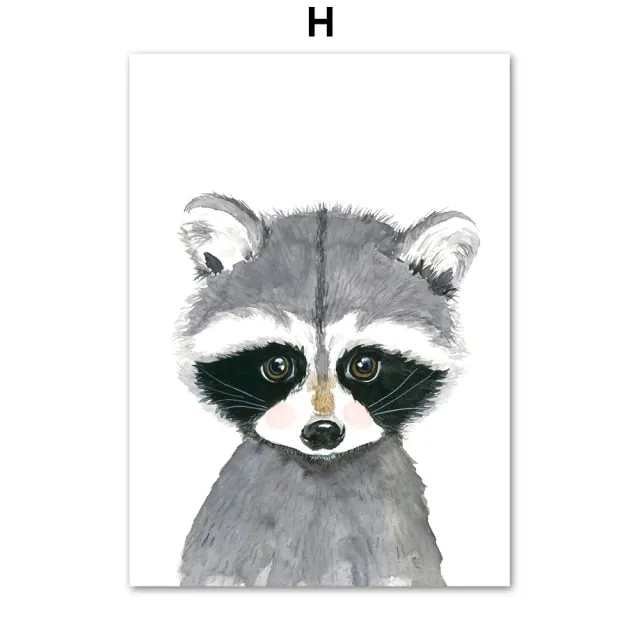 Elephant Zebra Fox Rabbit Bear Owl Giraffe Wall Art