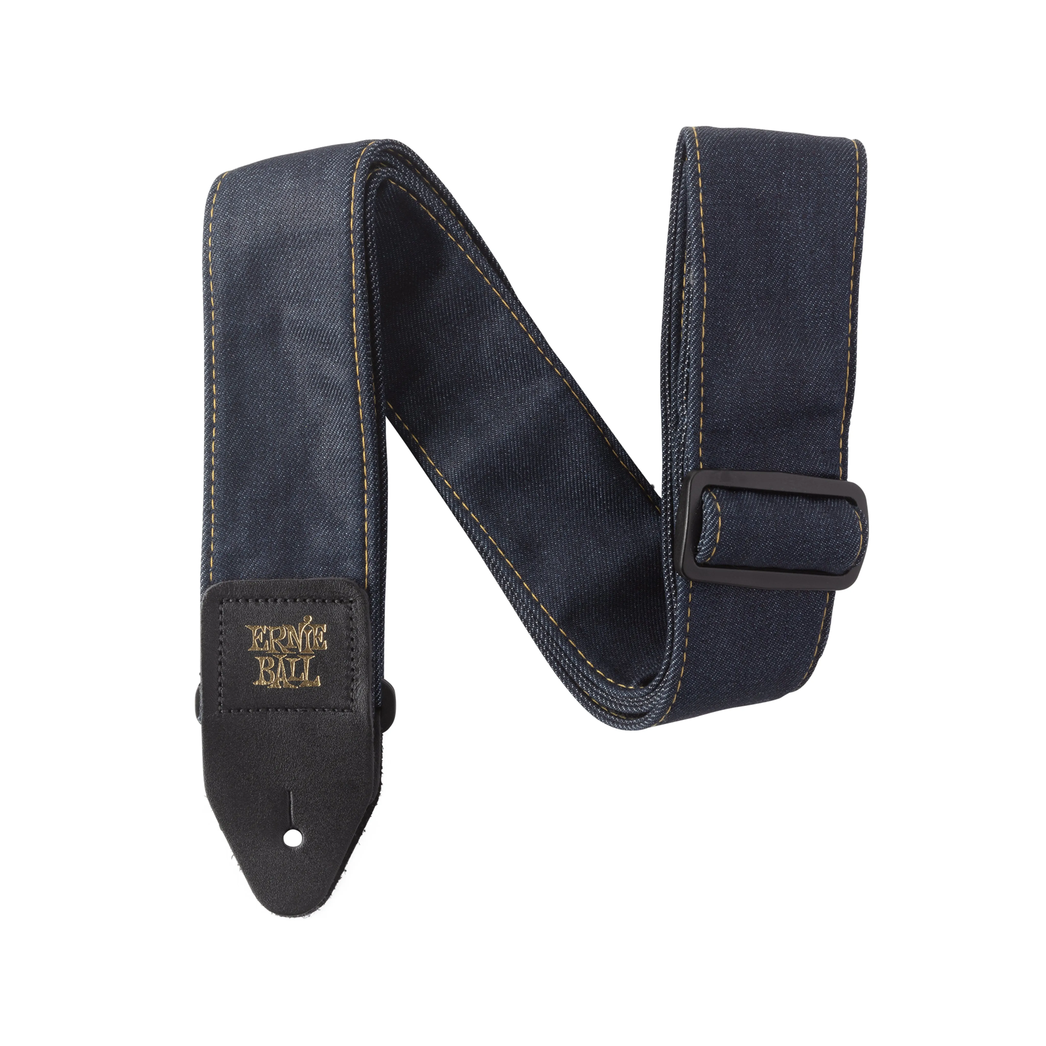 Ernie Ball Denim Guitar Strap, Indigo w/ Tan Stitching