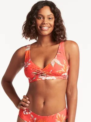 Escape Cross Front Multifit Bra Top in Tangerine