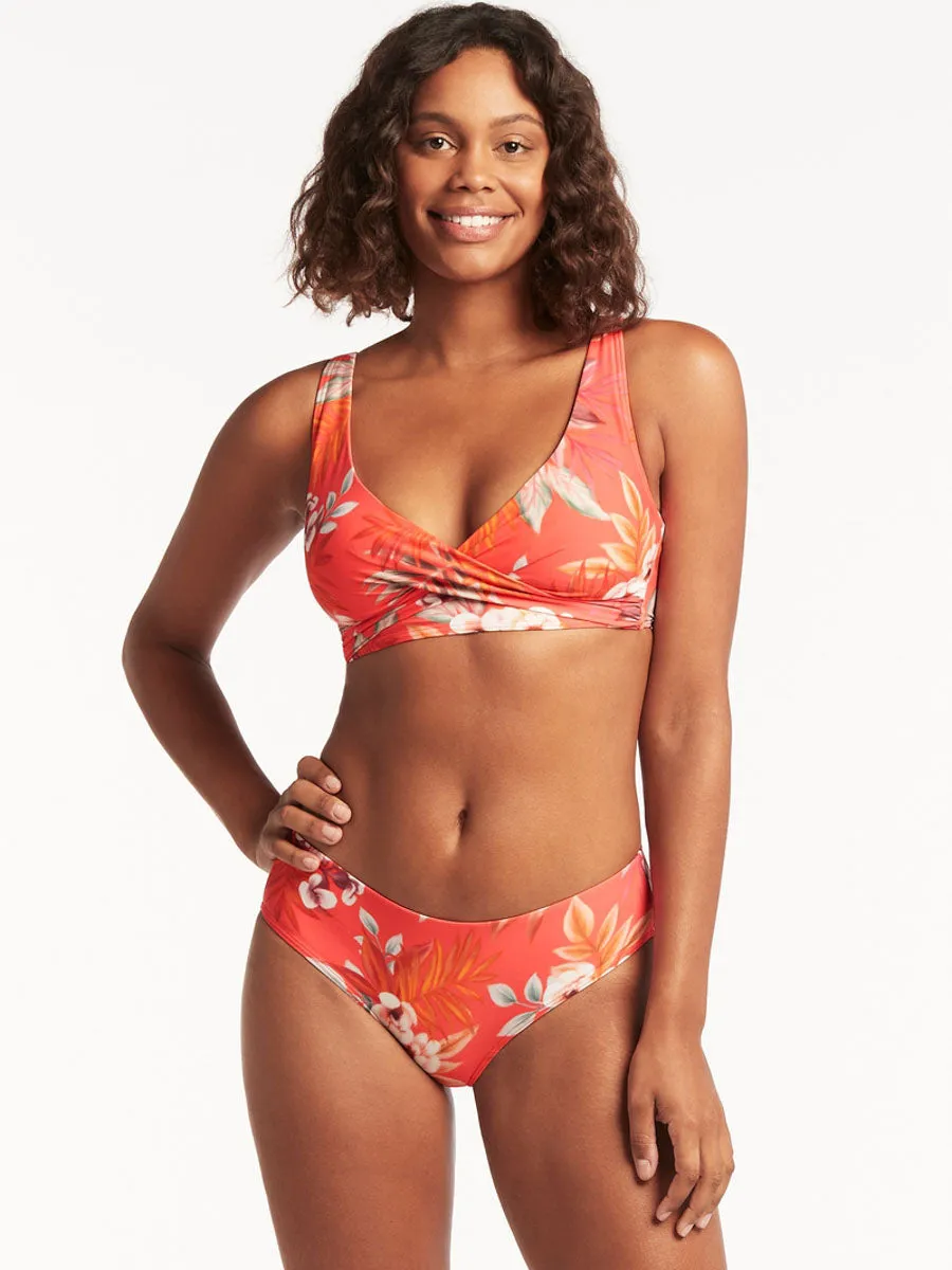 Escape Cross Front Multifit Bra Top in Tangerine