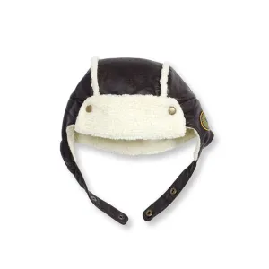 Espresso Faux Leather Aviator Cap